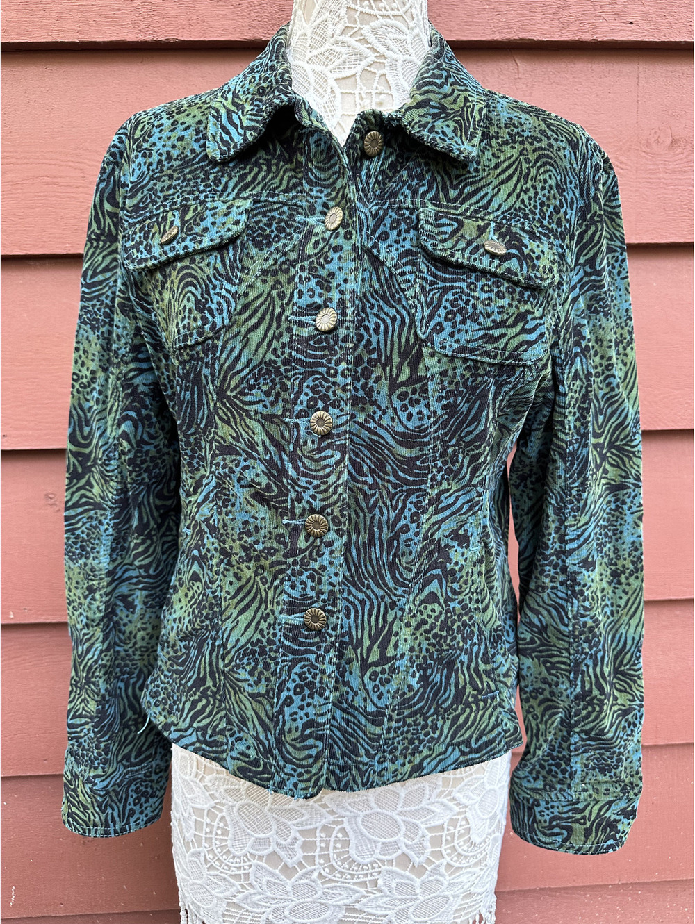Dressbarn Animal Print Button Up Shirt Jacket